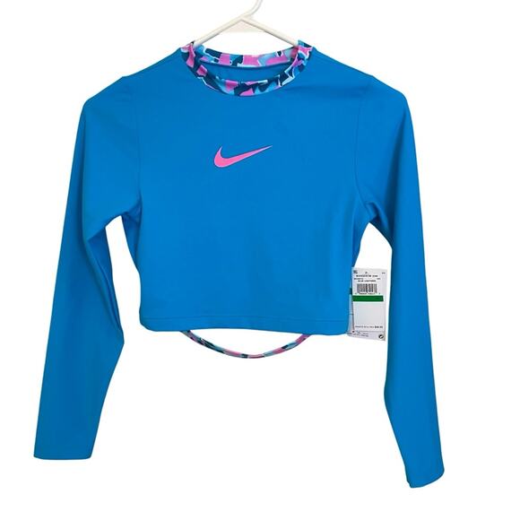 Nike Blue Lightening Cropped Swim Top NWT XL - Picture 1 of 7